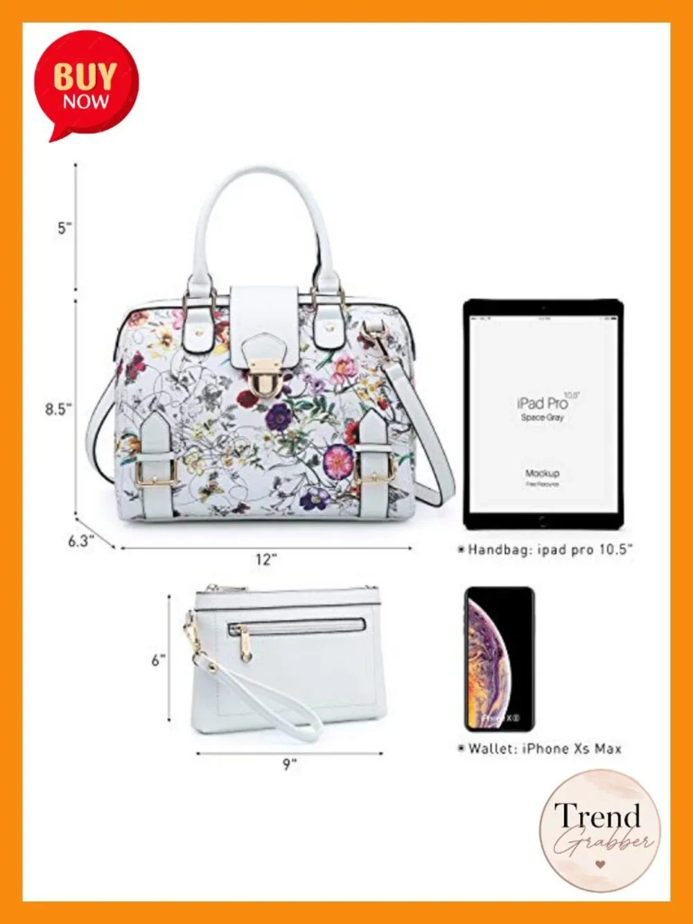 Vegan Leather Floral Satchel Purse Work Tote Top Handle Handbag